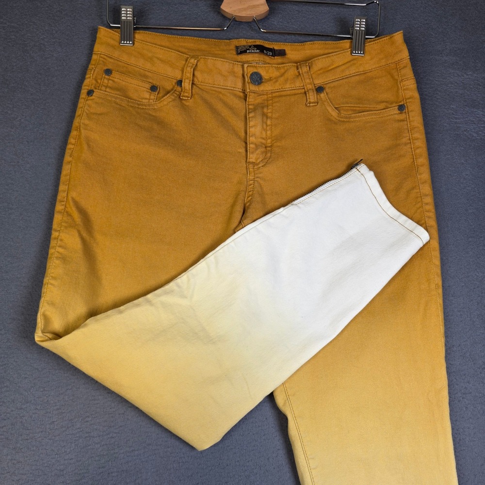 prAna Jeans Women 8/29 Yellow Ombre Ankle Zip Skinny